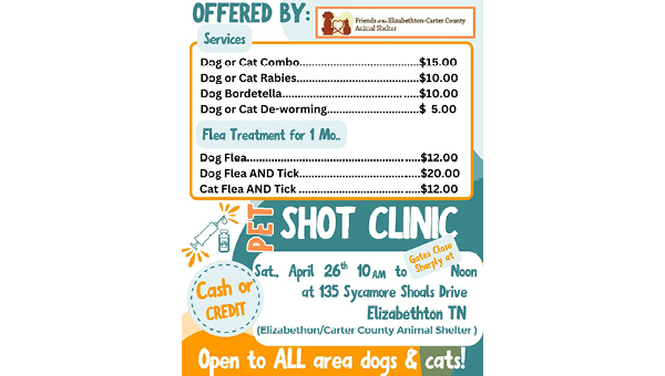 Low-Cost pet vaccine clinic set for April 26 at animal shelter