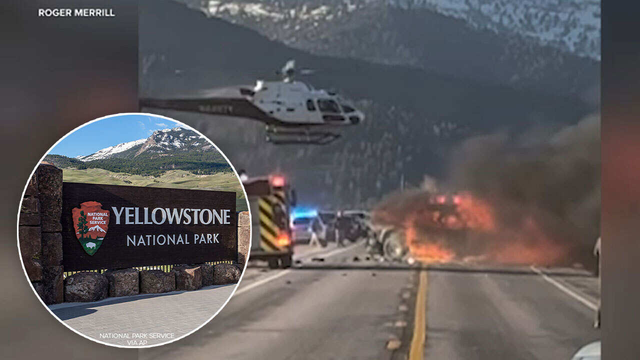7 killed in fiery crash between tour van, pickup truck near Yellowstone National Park