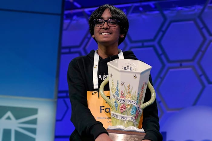 Faizan Zaki wins the Scripps National Spelling Bee a year after finishing runner-up