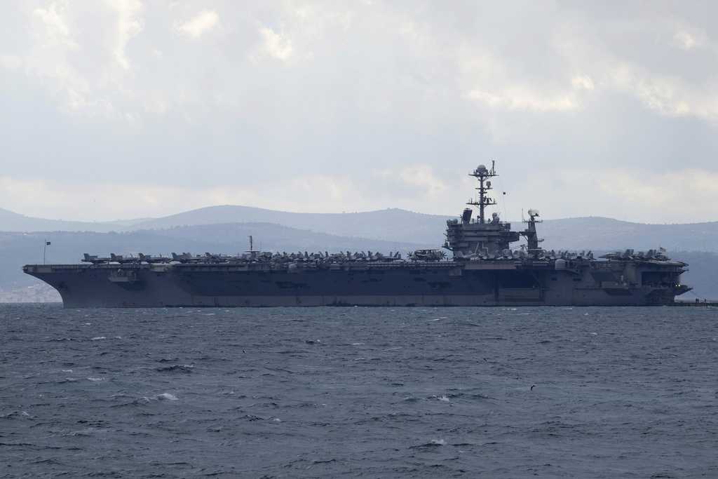  Fighter jet landing on USS Harry S. Truman aircraft carrier goes overboard, forcing pilots to eject