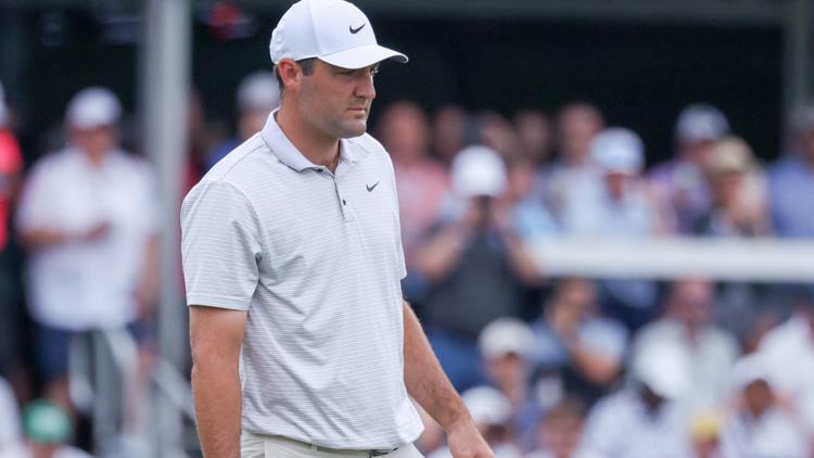Scottie Scheffler leads at 18 under through 36 holes after long weather delay at the Byron Nelson