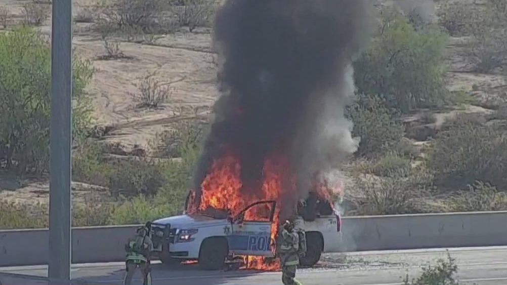 Scottsdale Police vehicle catches fire along Loop 101