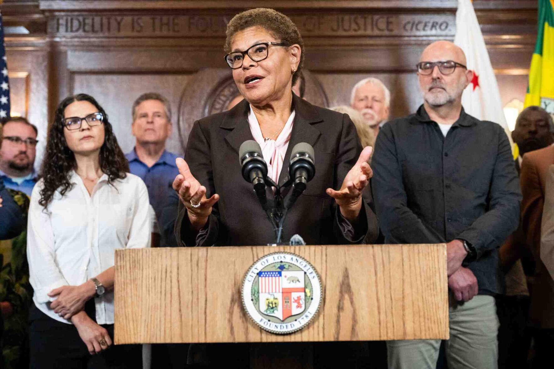 Mayor Karen Bass accuses Trump of waging ‘an all-out assault on Los Angeles’