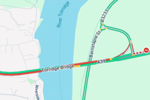 Standstill traffic in North Devon after two-vehicle collision