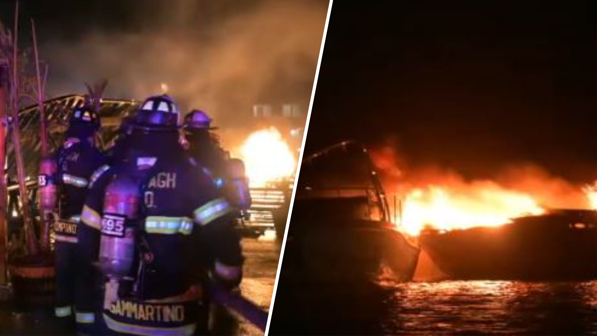 Half-dozen boats, restaurant go up in flames at Long Island marina