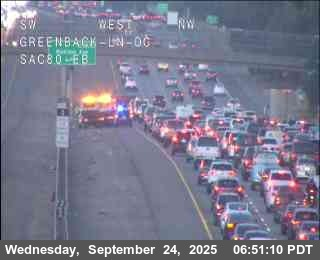 Traffic slowdown on I-80 in North Highlands following crash