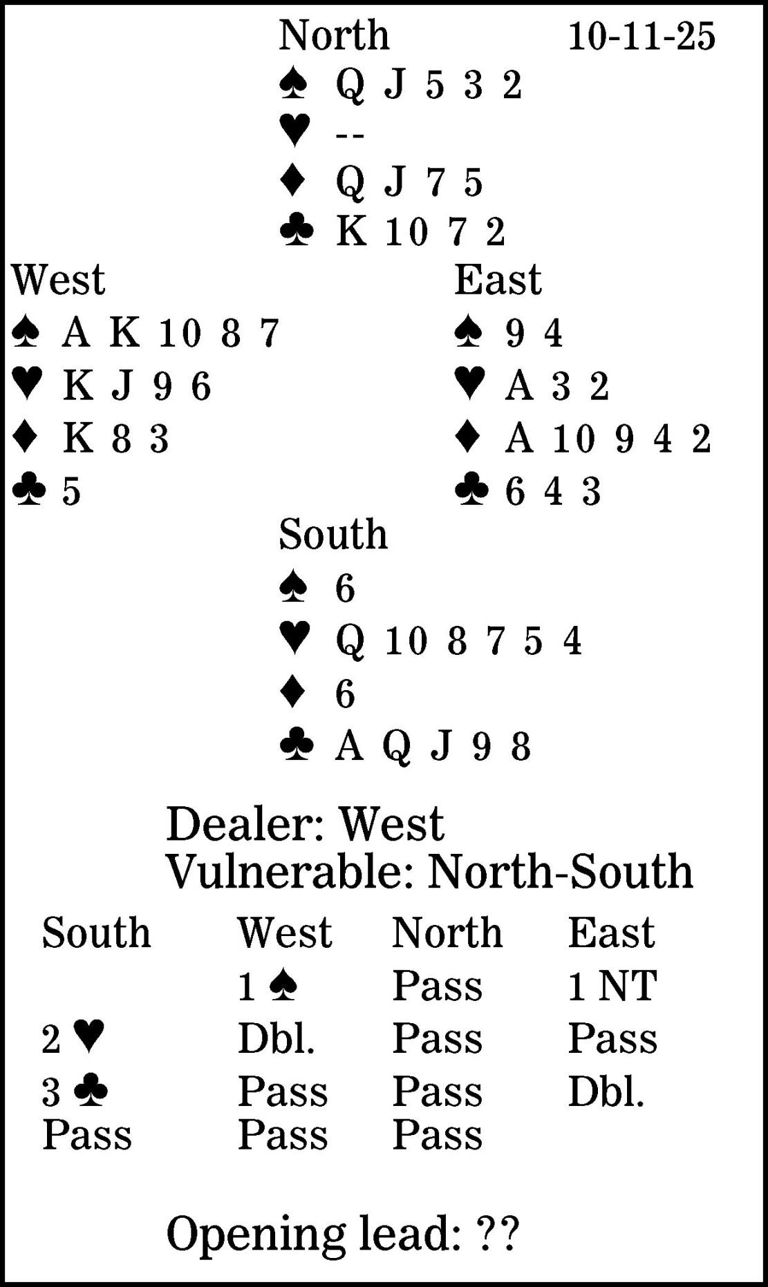 Bridge: If penalizing, lead accurately