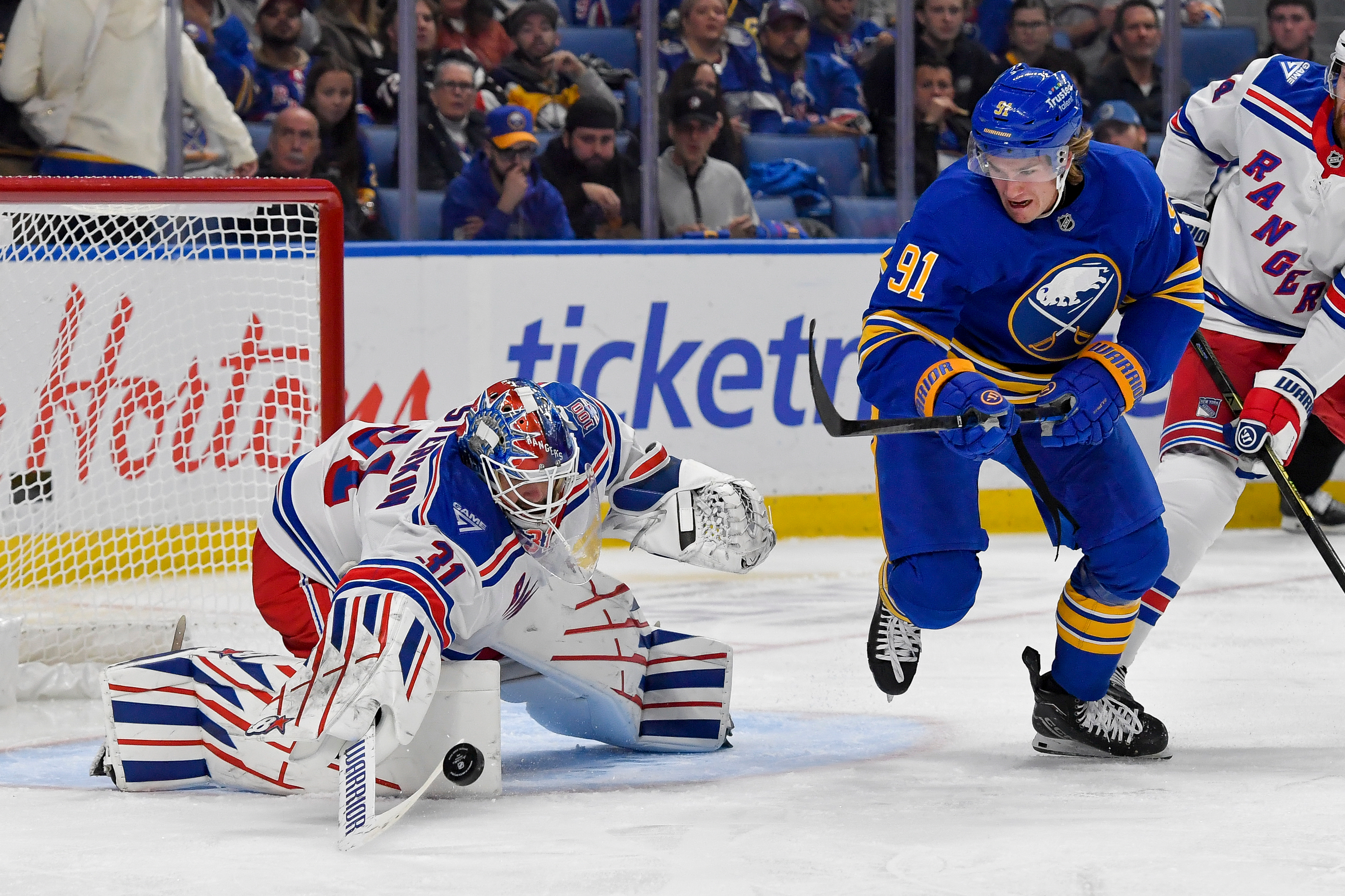 Igor Shesterkin stops 37 shots, Mike Sullivan gets 1st win as Rangers’ coach in 4-0 victory over Sabres