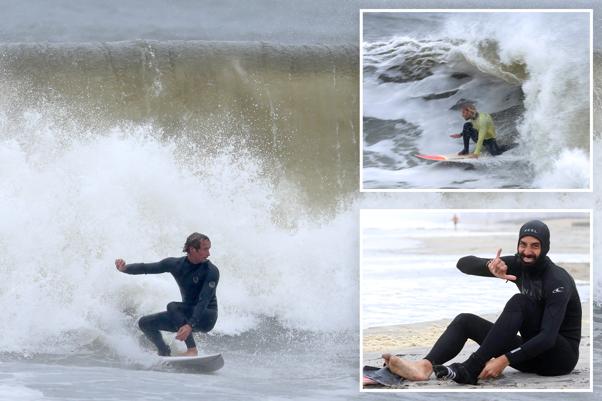 Thrill-seeking surfers flock to NYC for gnarly 10-foot nor’easter waves: ‘Floating between mountains’
