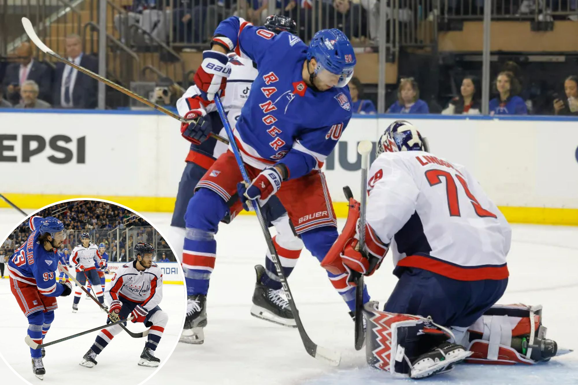 Rangers shut out again at home in loss to sharp Charlie Lindgren, Capitals