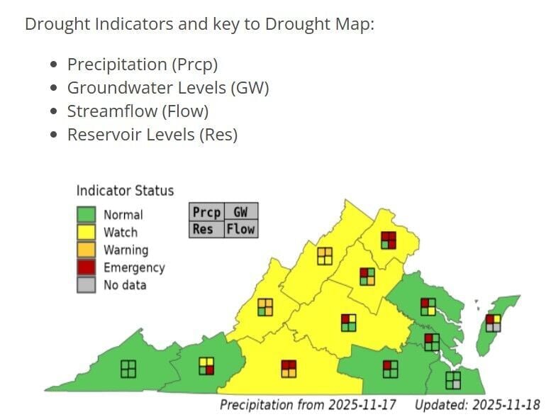 Drought advisory expands to 73 Virginia localities