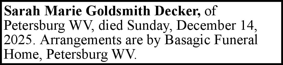 Sarah Marie Goldsmith Decker