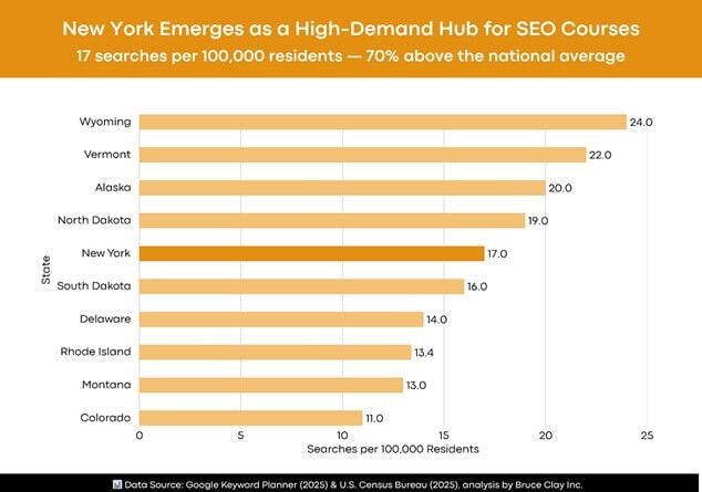 New York Among Top 10 American States Where SEO Training Demand Is the Highest