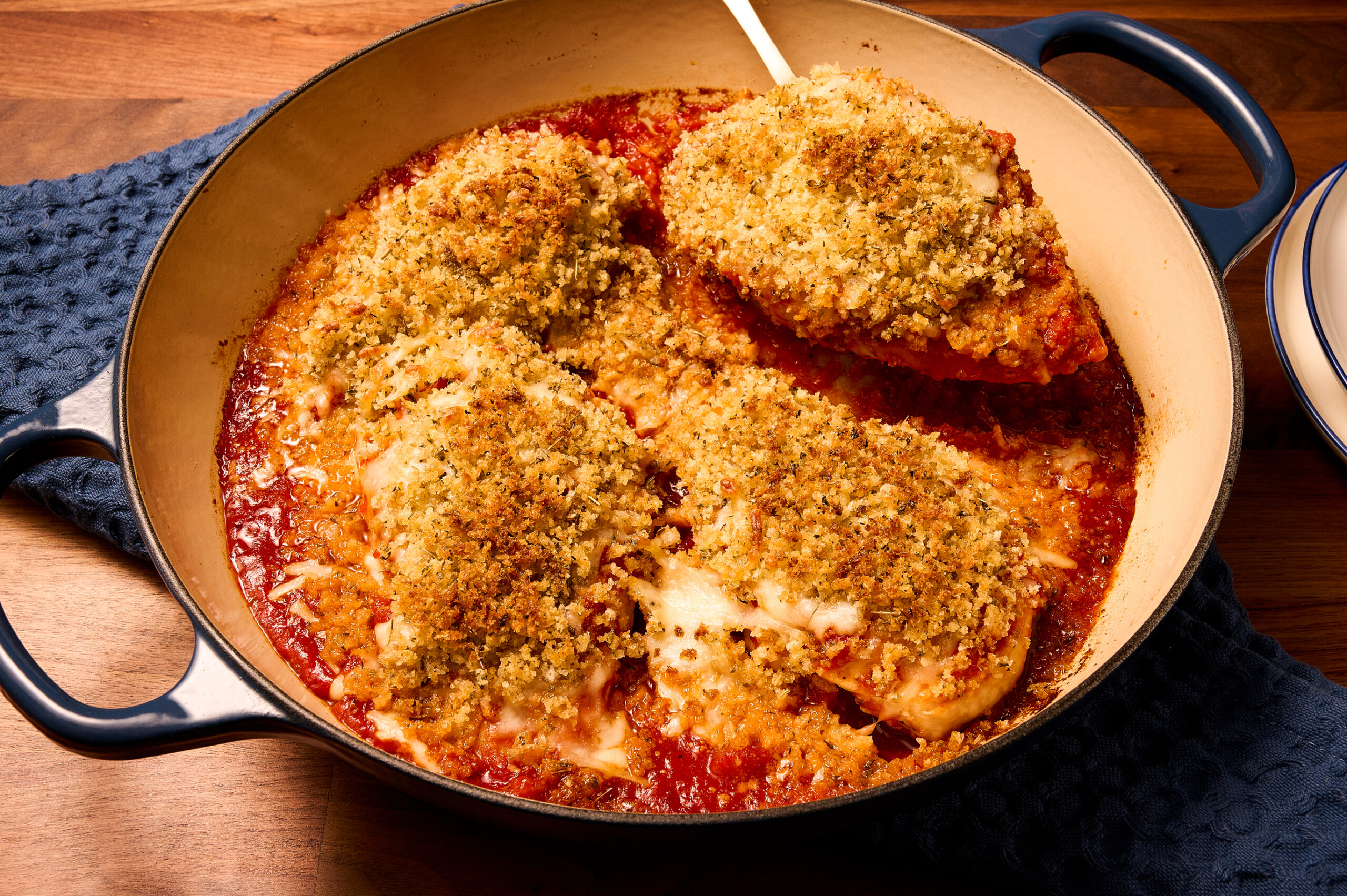 This no-fry chicken parm is cheesy, saucy and easy to prepare
