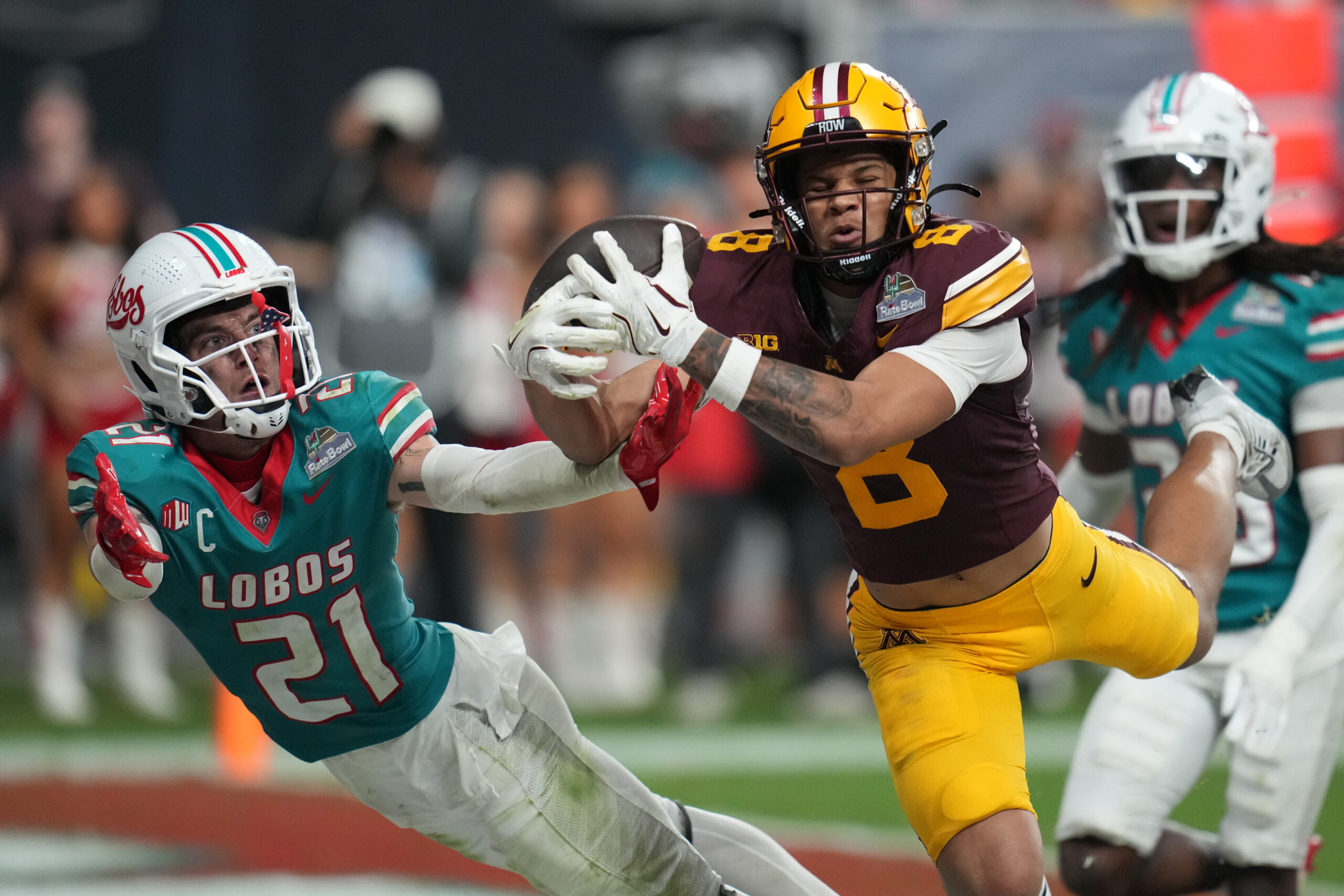 BOWL GAMES: Smith’s diving TD catch in OT sends Minnesota to Rate Bowl victory over Eck’s Lobos