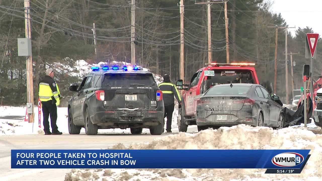 4 taken to the hospital after two-vehicle crash in Bow