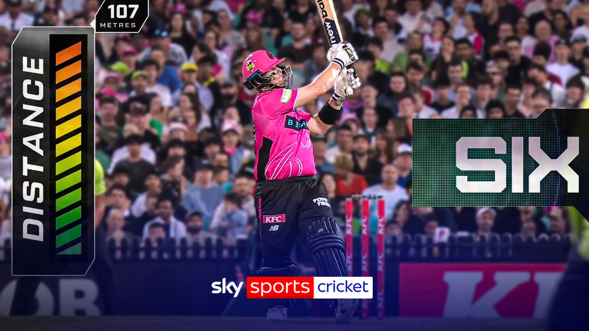 ‘107 METRES!’ | Smith hits the roof with huge six during Big Bash League match