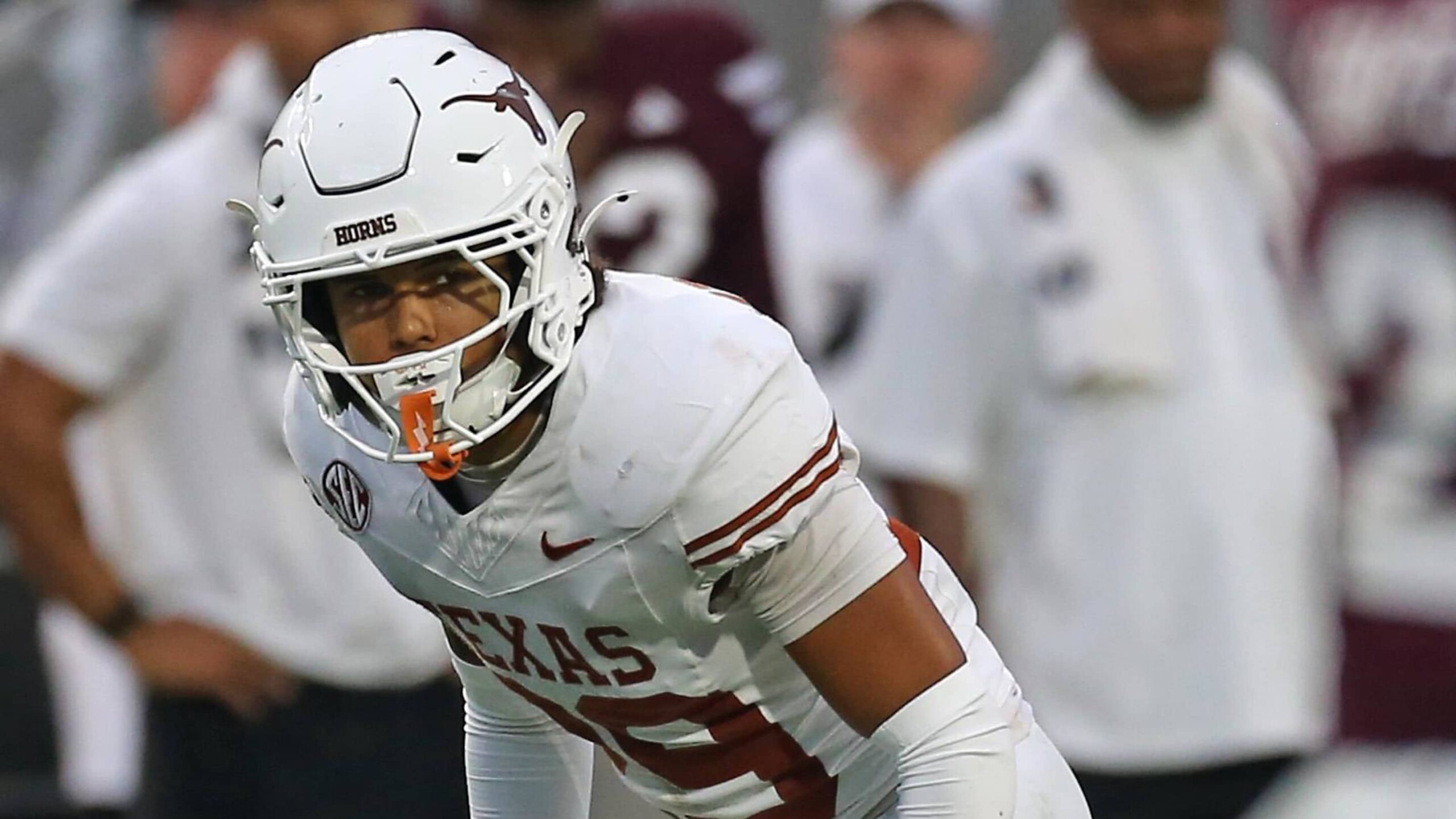 Texas Longhorns defensive back Graceson Littleton (29) waits for the snap during the third quarter against the Mississippi State Bulldogs at Davis Wade Stadium at Scott Field.
