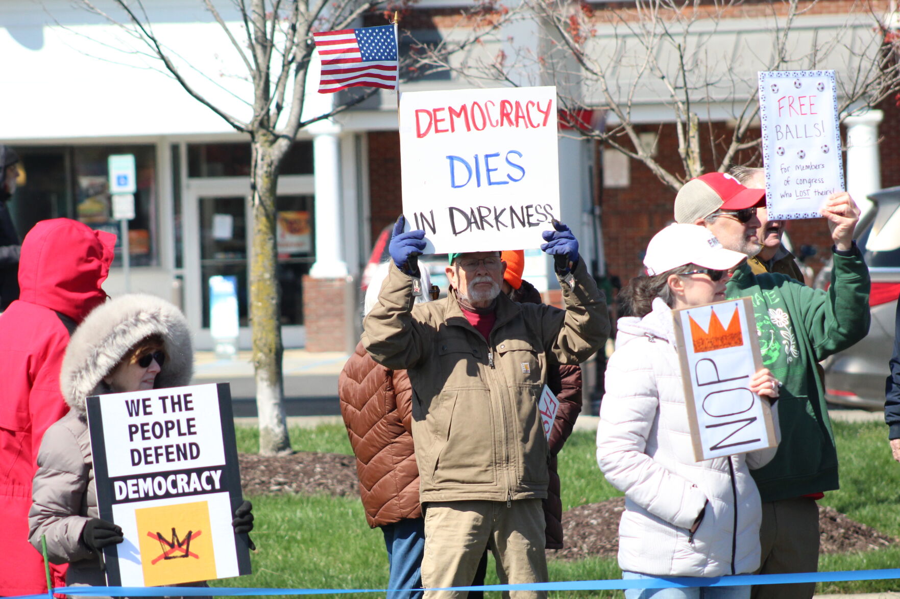 ‘We have to do something’: Hundreds rally for ‘No Kings’ protest in Easton