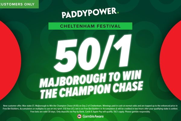 Paddy Power Cheltenham Offer: Majborough Boosted to 50-1 for Champion Chase
