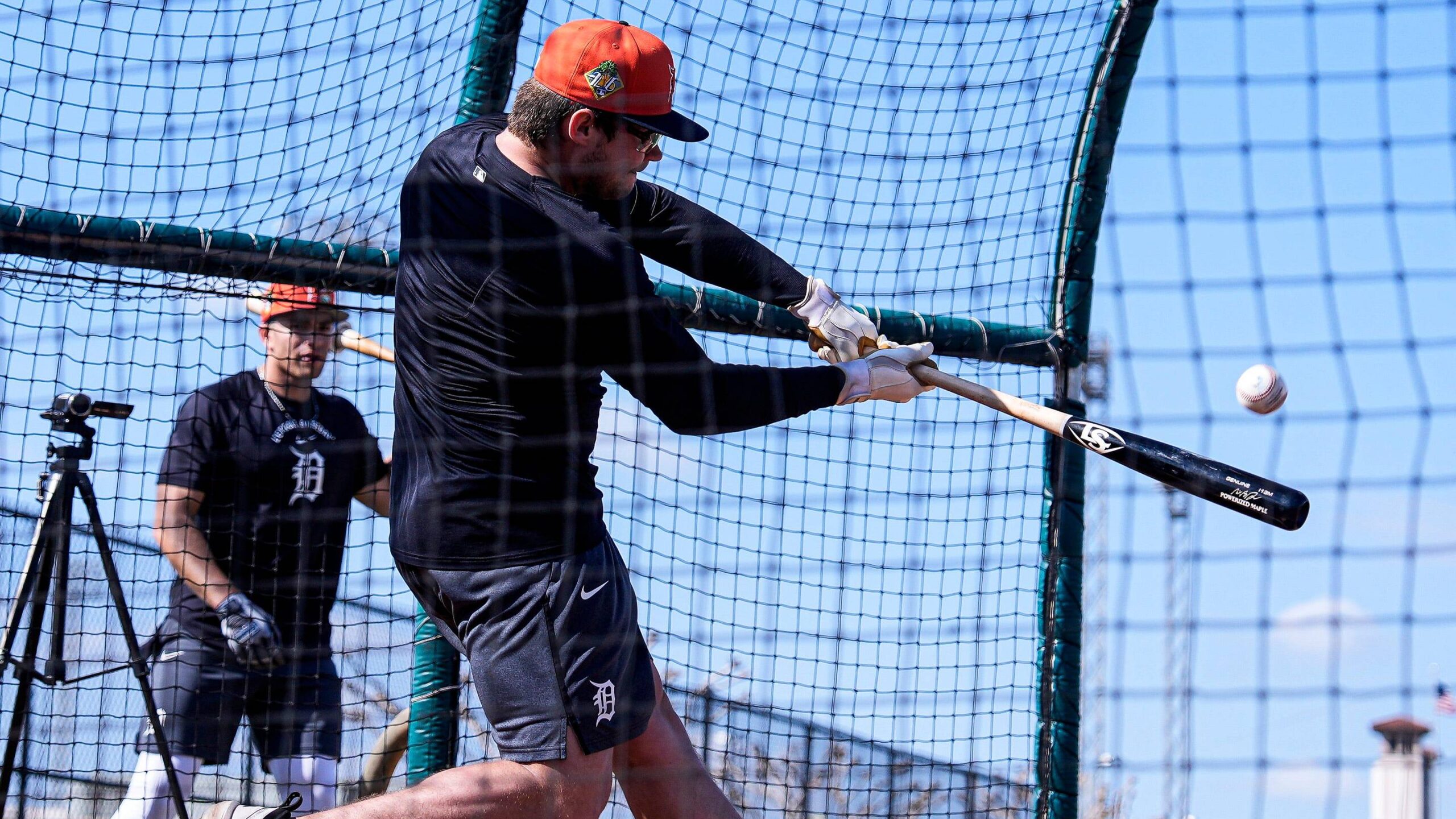 Detroit Tigers infielder Max Anderson takes batting practice.