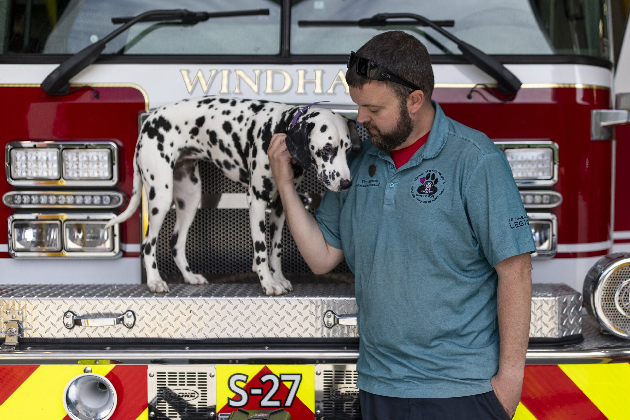 This Dalmatian comforted firefighters in Searsmont