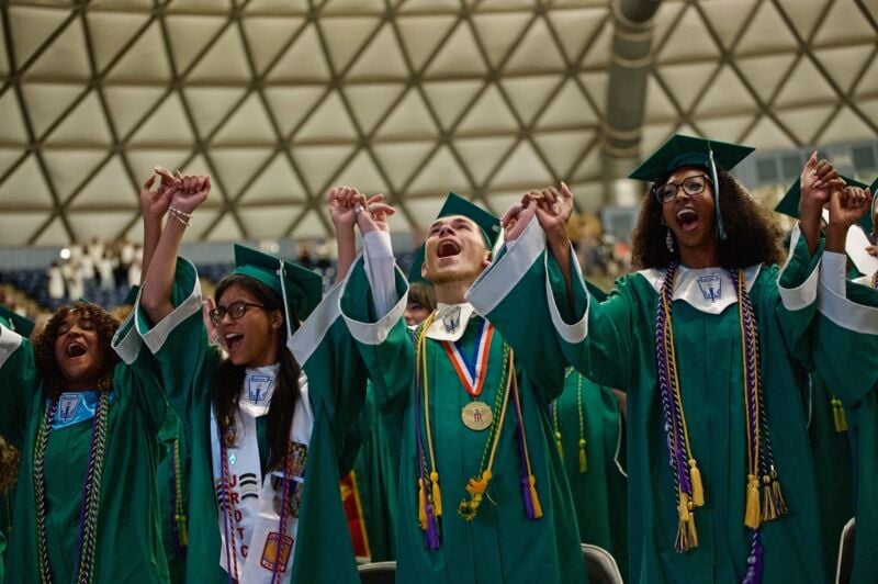 Ellison graduates get excited at Saturday Commencement