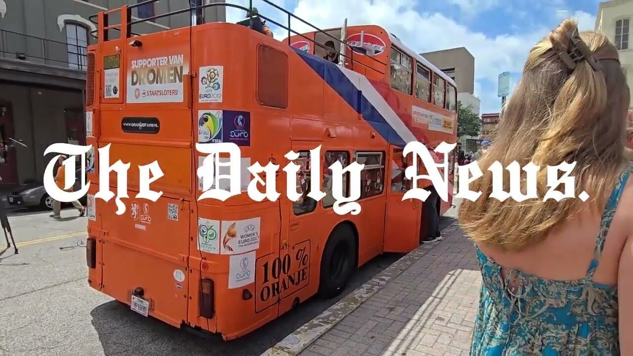 Galveston leaders tout city’s welcoming history as Dutch Orange Bus heads to Dallas for World Cup