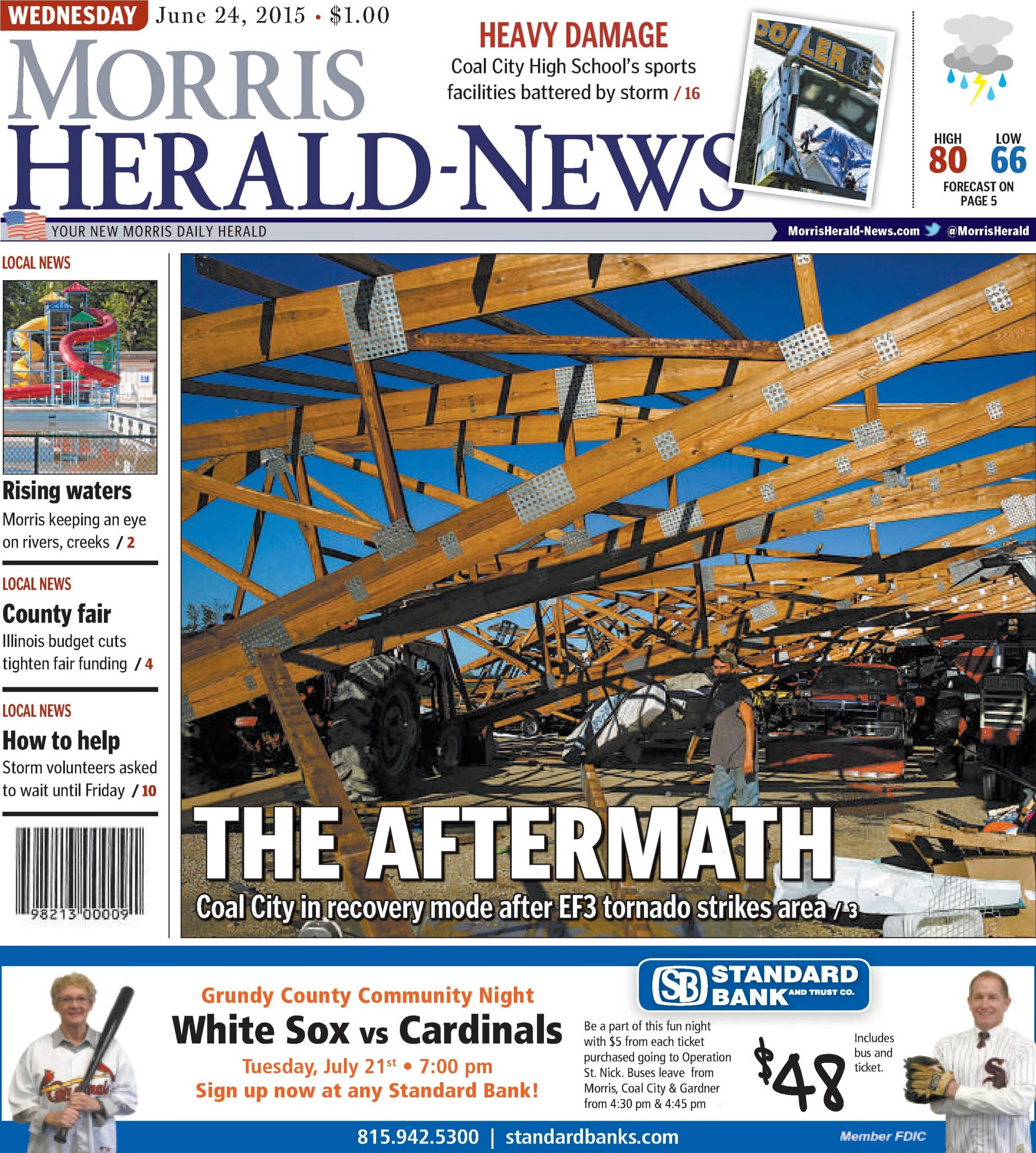 Historical covers for June 24: The Aftermath: Coal City in Recovery Mode After EF3 Tornado Strikes Area