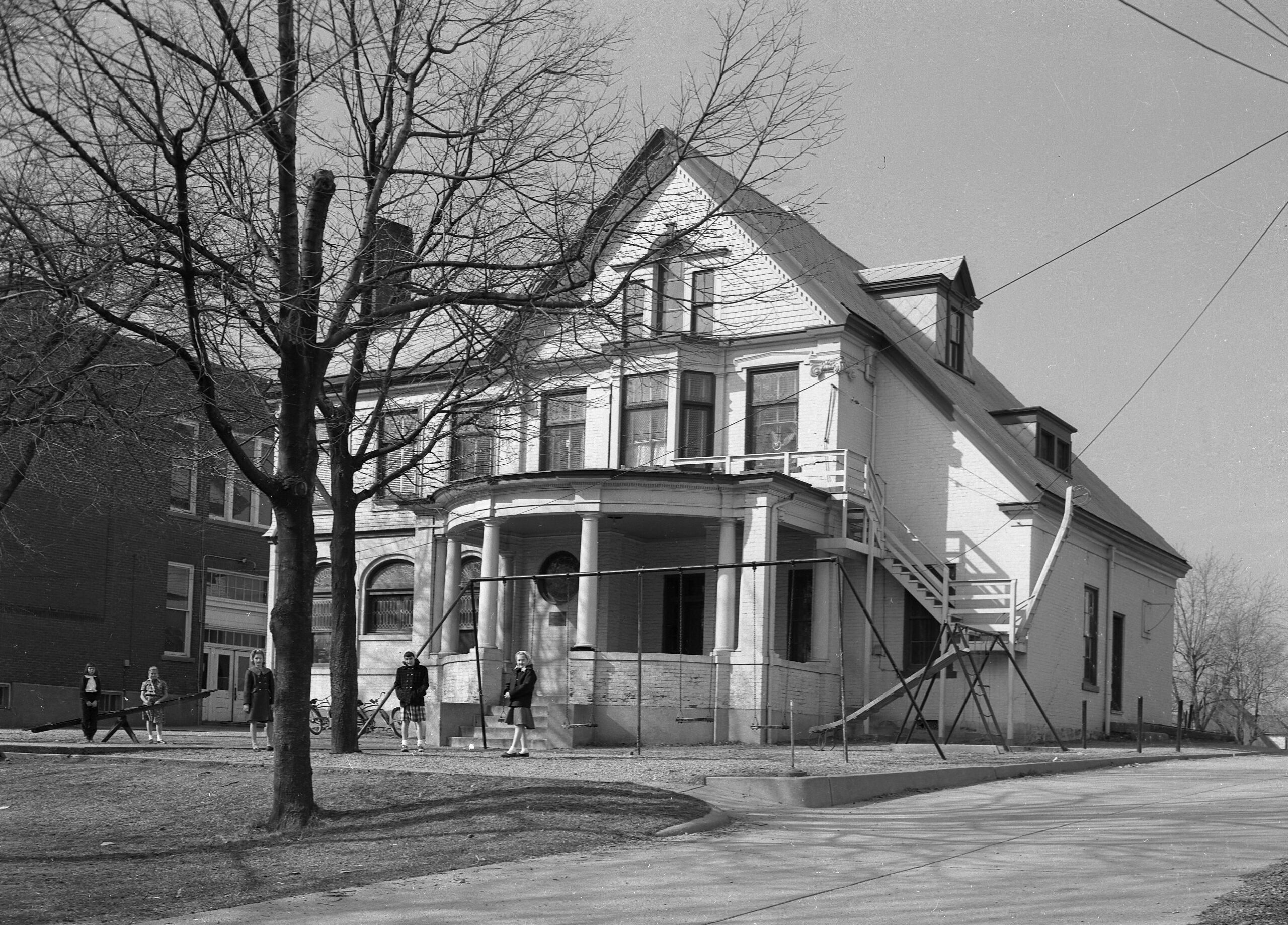 Captured on Film: Trinity Lutheran pupils play outside Trinity Hall