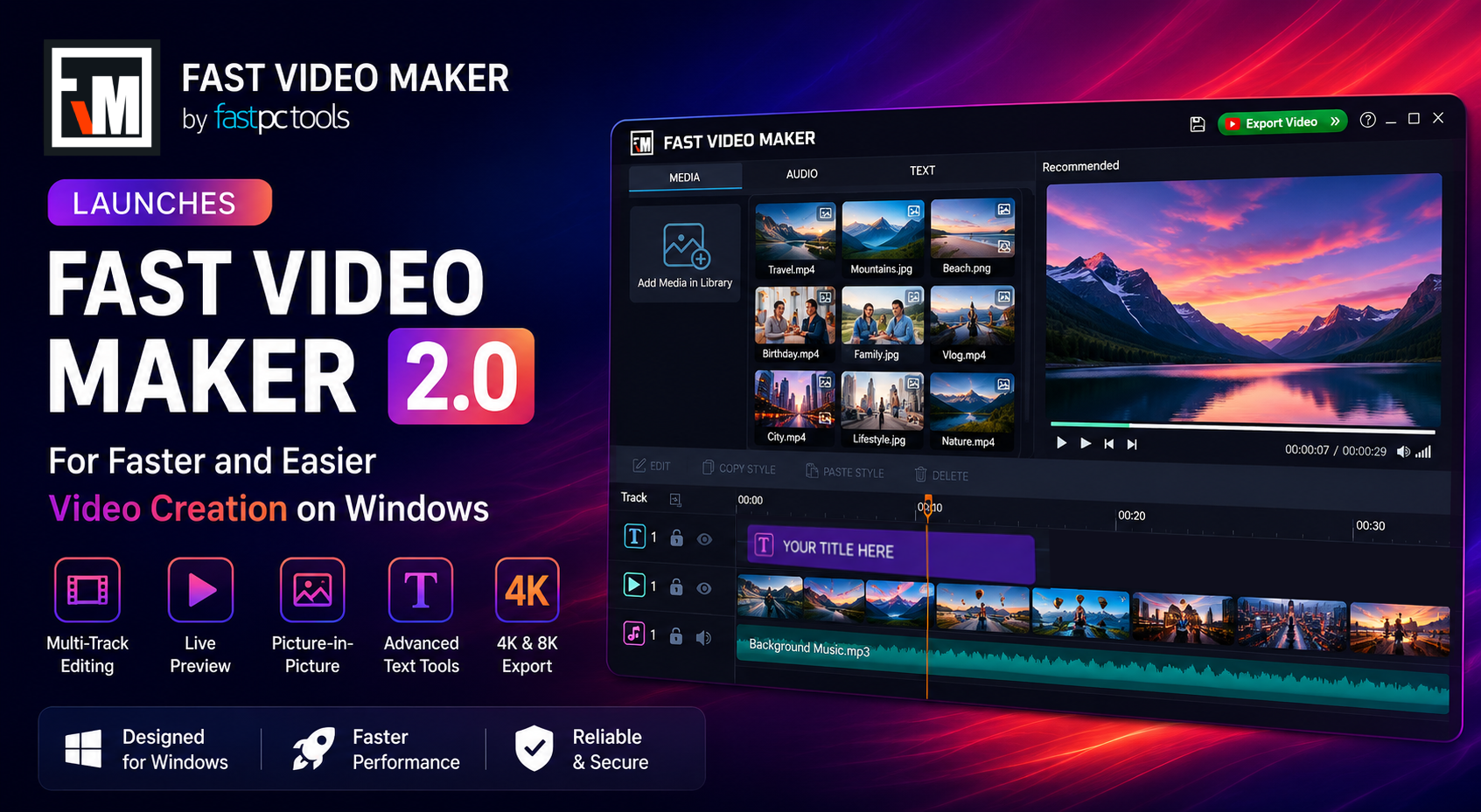 FastPCTools Launches Fast Video Maker 2.0 with a New Interface, Multi-Track Editing, and High-Quality Video Export