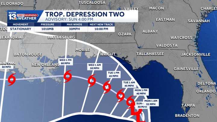 National Hurricane Center tracking Tropical Depression Two in the Gulf