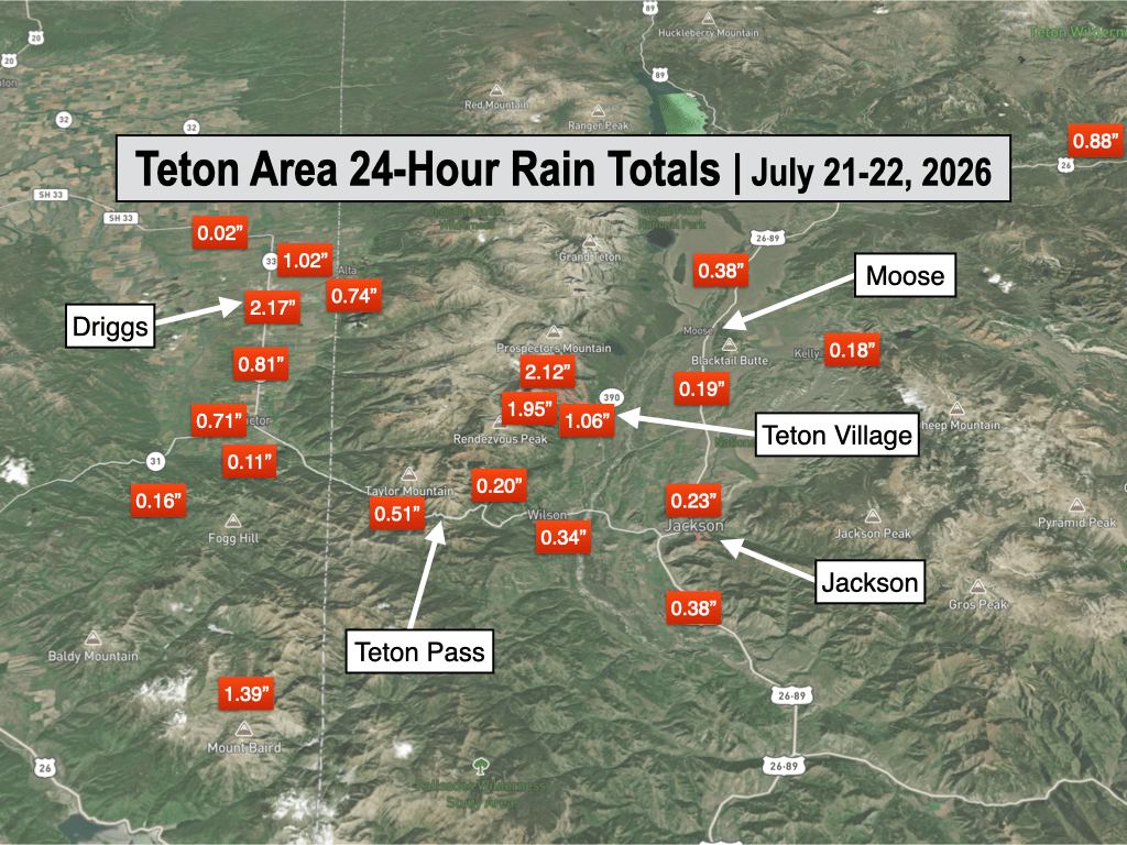 Hit-or-miss monsoonal thunderstorms produce locally heavy rain