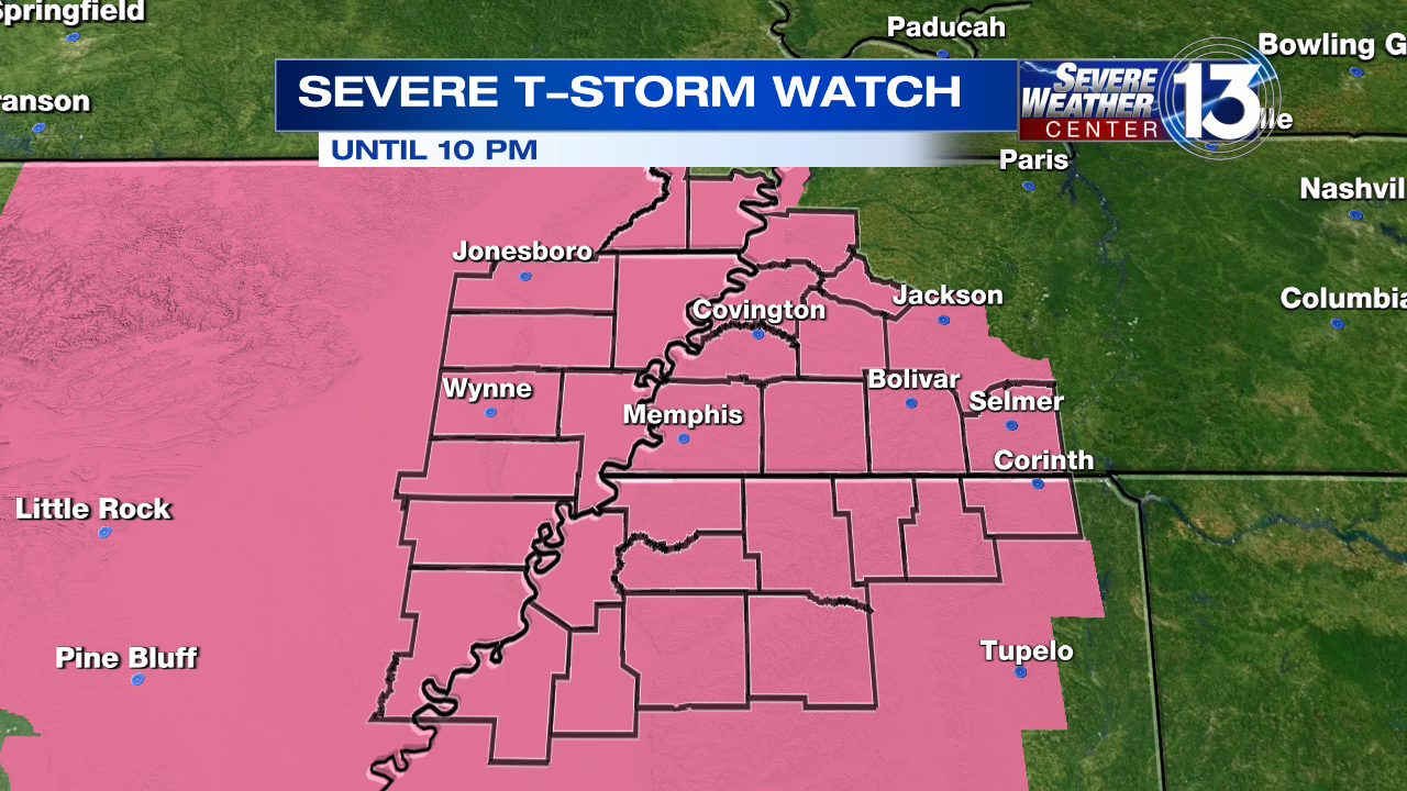 Severe Weather Day declared as Severe Thunderstorm Watch issued for all of Mid-South until 10 pm